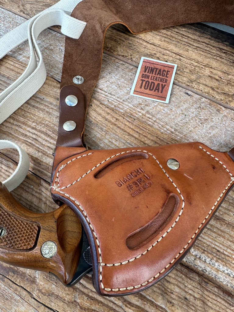 Bianchi 9R Brown Leather Upside Down Shoulder Holster For Smith S&W 36 Chief