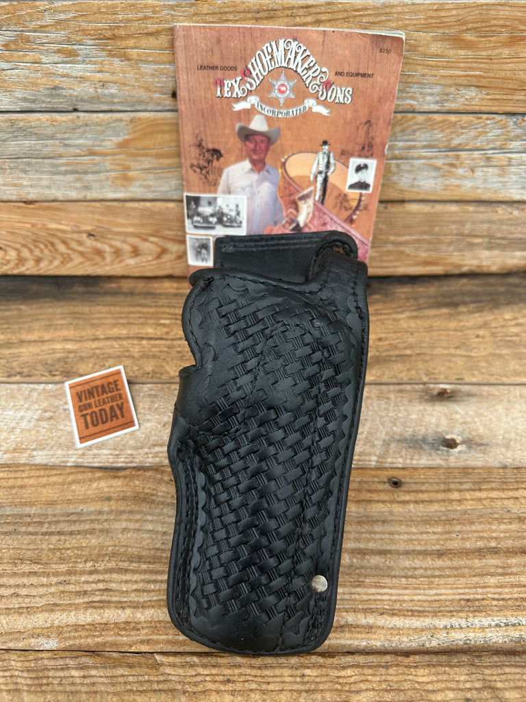 ex Shoemaker Plain Black Leather Quick Front Duty Holster For S&W L Python 4"