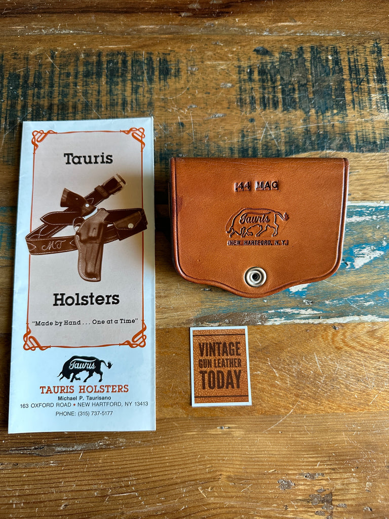 Custom Mike Taurisano / Tauris Brown Leather 44 Mag Cartridge Belt Slide 6 Round