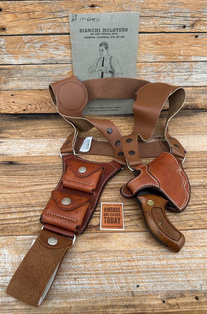 Vintage 1960's Bianchi Scorpion Brown Leather Shoulder Holster For S&W 36 Chief