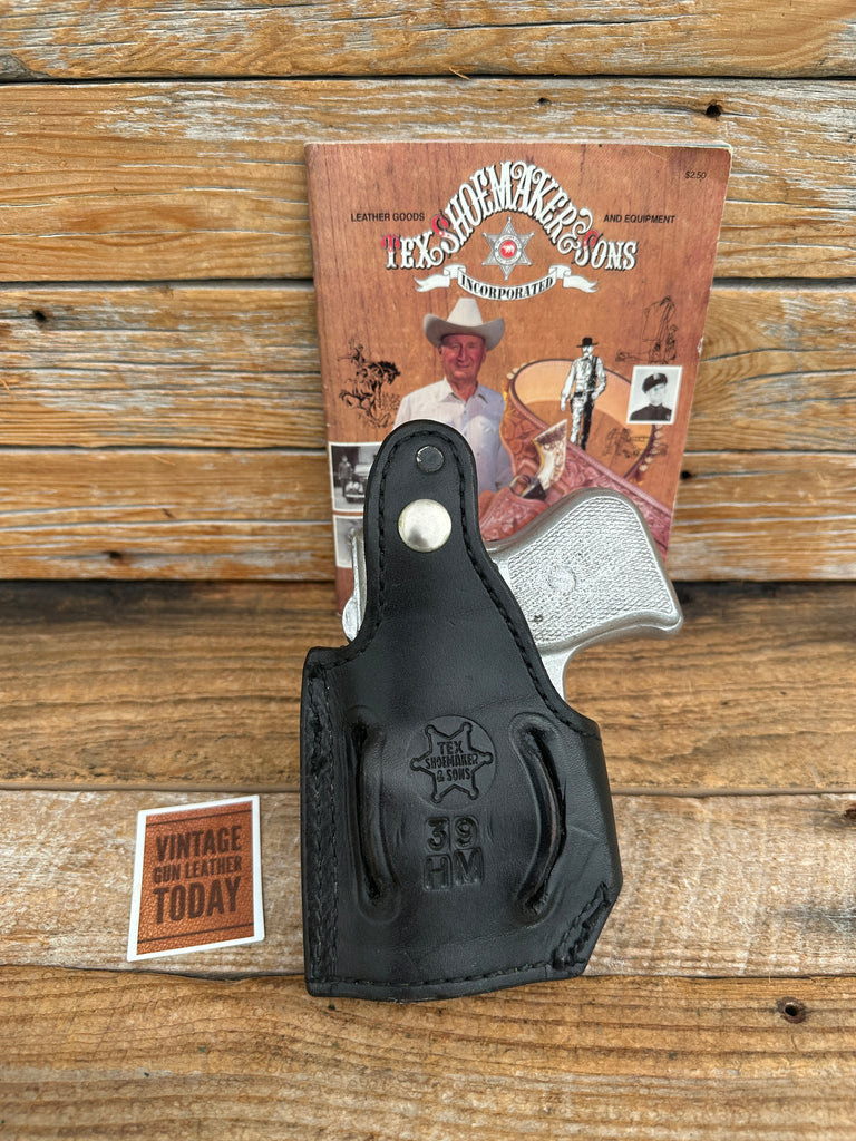 Vintage Tex Shoemaker Black Leather Lined Holster For COP 357 Derringer