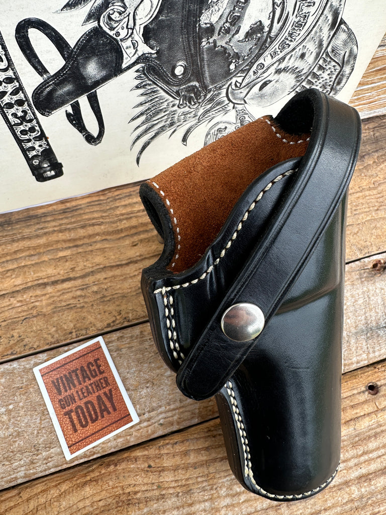 Vintage Alfonsos Plain Black Leather Lined OWB Holster For S&W L 586 686