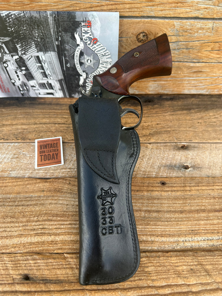 Vintage Tex Shoemaker Co. Black Basket Leather Holster FOR S&W 6" K frame 15 12