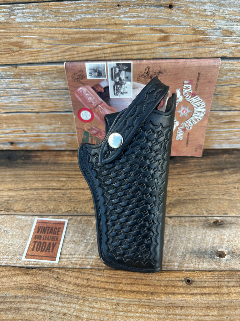 Vintage Tex Shoemaker Black Basket Leather OWB Holster for Python 686 586