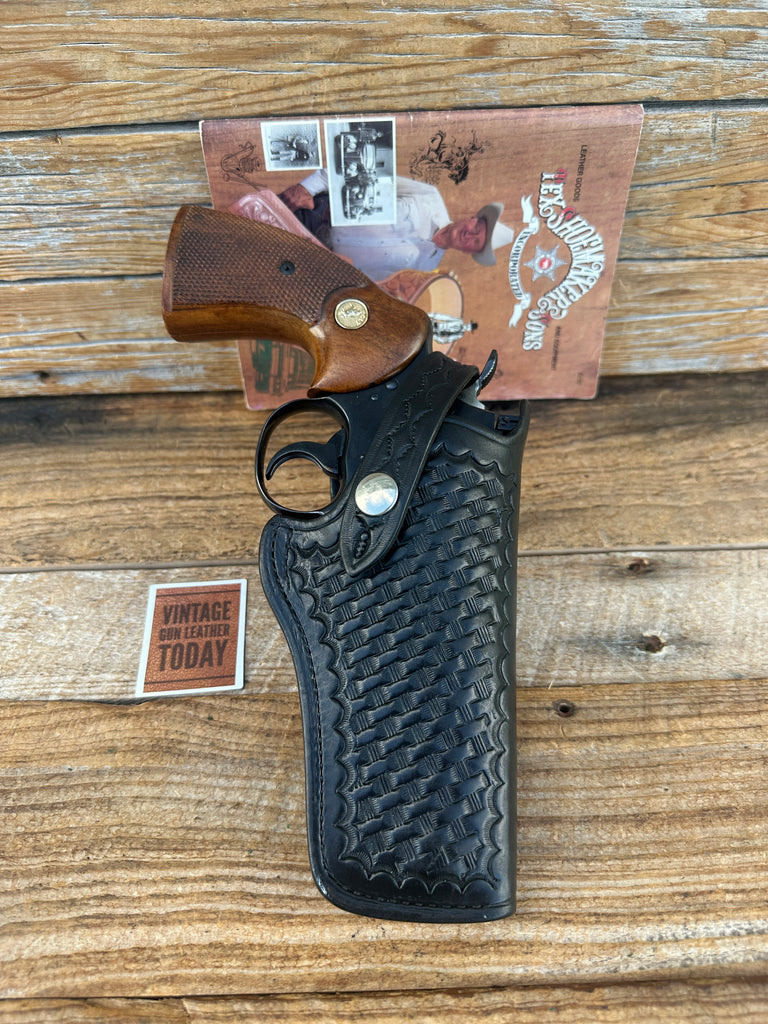 Vintage Tex Shoemaker Black Basket Leather OWB Holster for Python 686 586