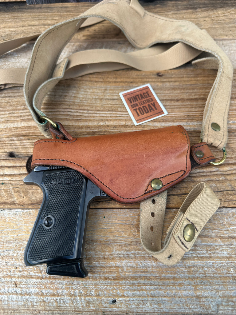 Vintage Strong Brown Leather Shoulder Holster for Walther PP PPK PPKS Colt .380