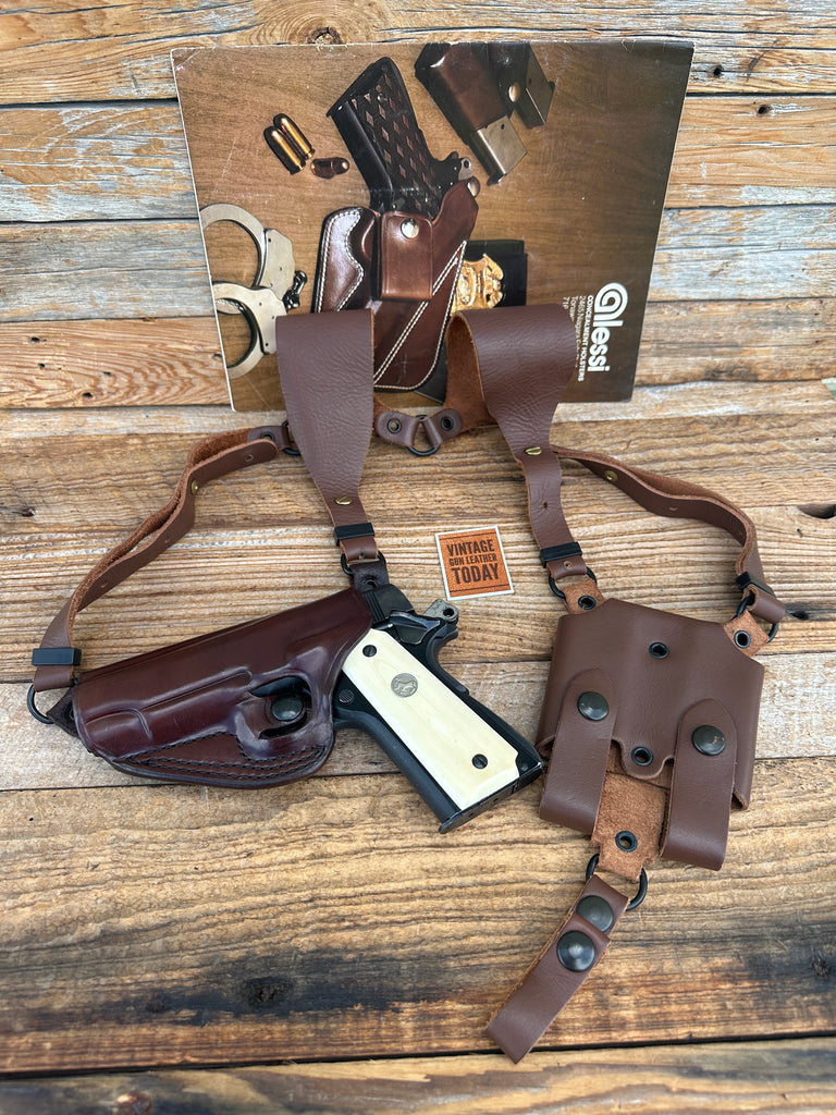 Vintage Lou Alessi Brown Leather Shoulder Holster For Colt Commander LEFT