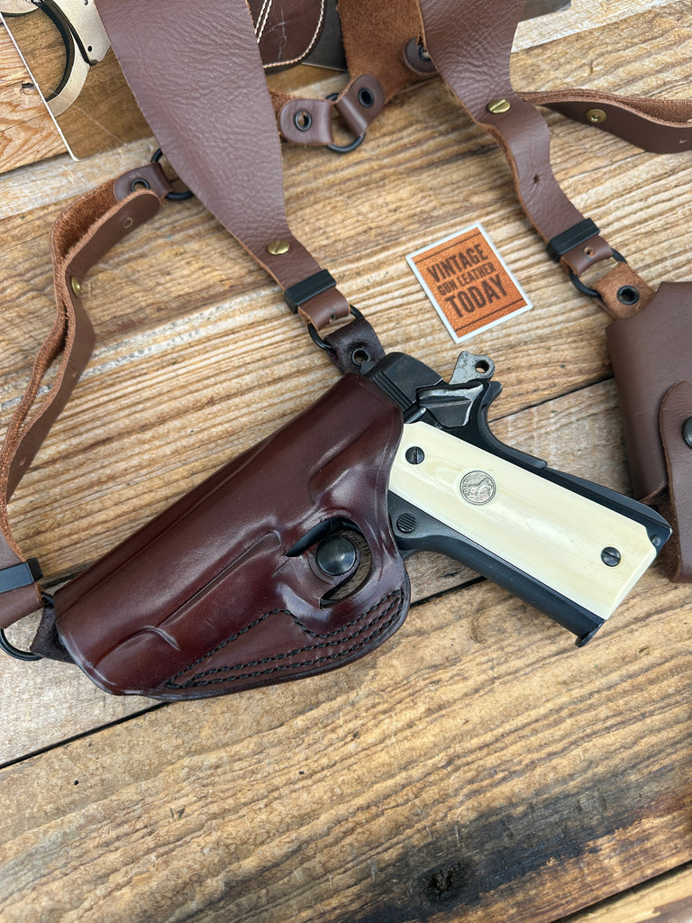 Vintage Lou Alessi Brown Leather Shoulder Holster For Colt Commander LEFT