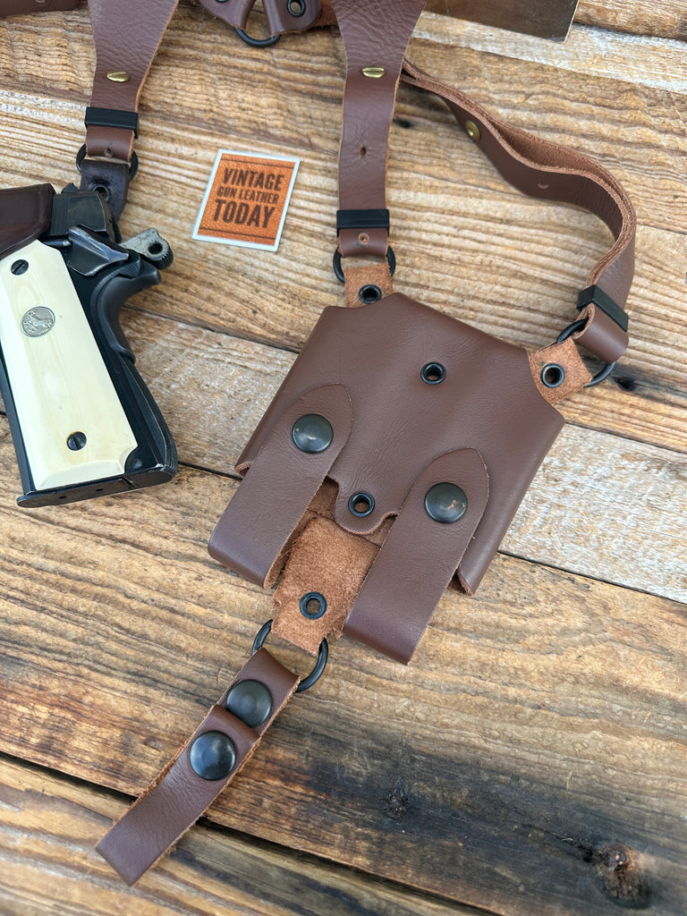 Vintage Lou Alessi Brown Leather Shoulder Holster For Colt Commander LEFT