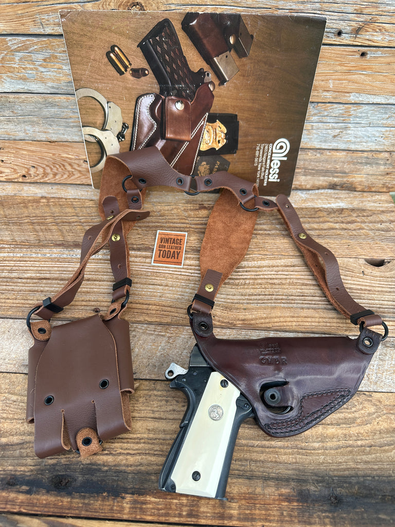 Vintage Lou Alessi Brown Leather Shoulder Holster For Colt Commander LEFT
