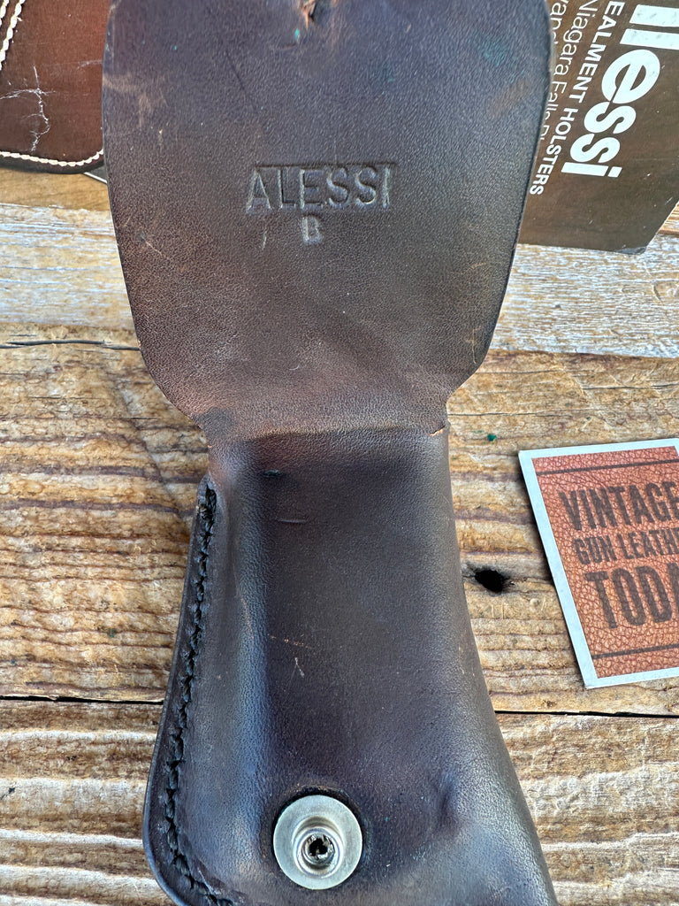 Vintage Alessi Brown Leather Magazine Carrier For Steel Double Stack Magazine