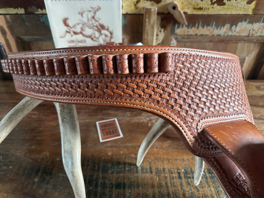 Ed Bohlin Basket Stamped Leather Western Gun Belt For Ruger Blackhawk Vaquero 6"