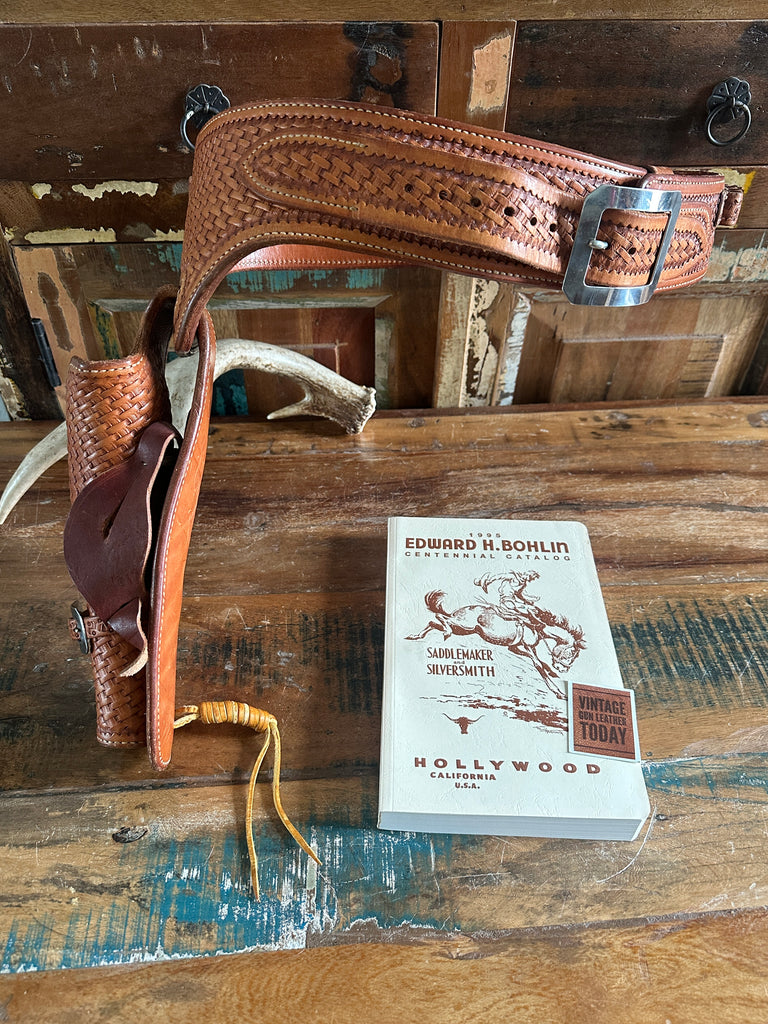 Ed Bohlin Basket Stamped Leather Western Gun Belt For Ruger Blackhawk Vaquero 6"