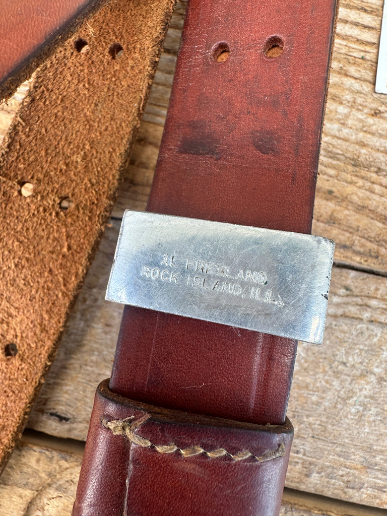 Vintage Red Head Brown Leather Military Style Rifle Sling w/ Al Freeland Keeper