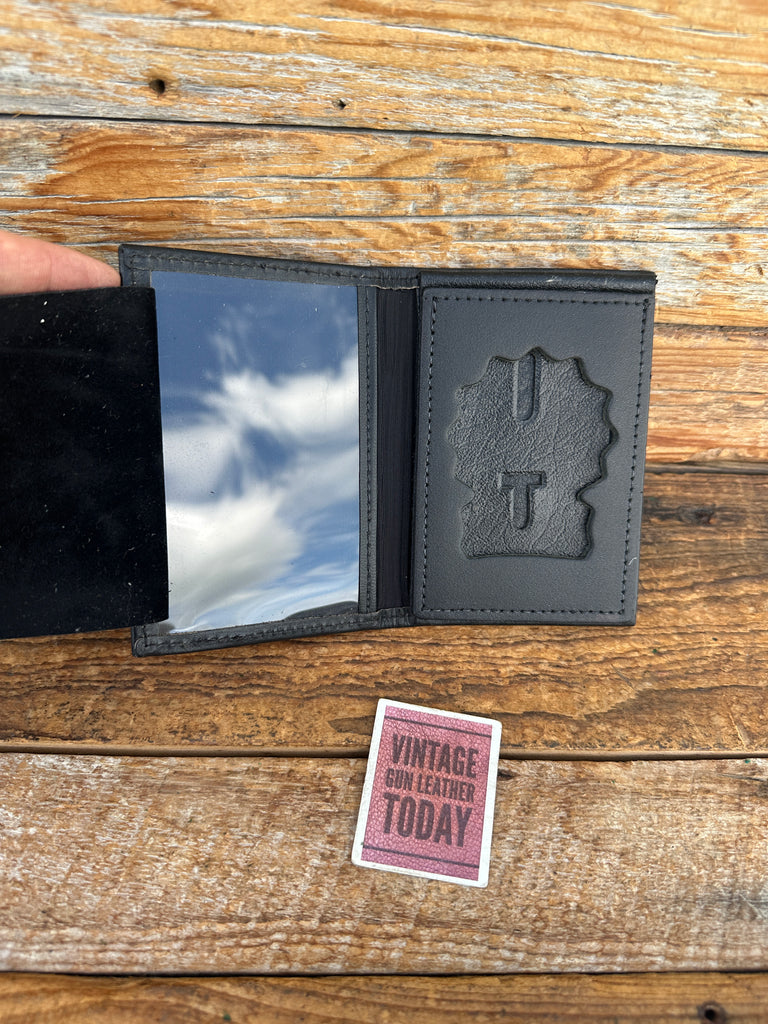 Vintage NYPD Detective Badge and Double ID Holder Black Leather Flip Out