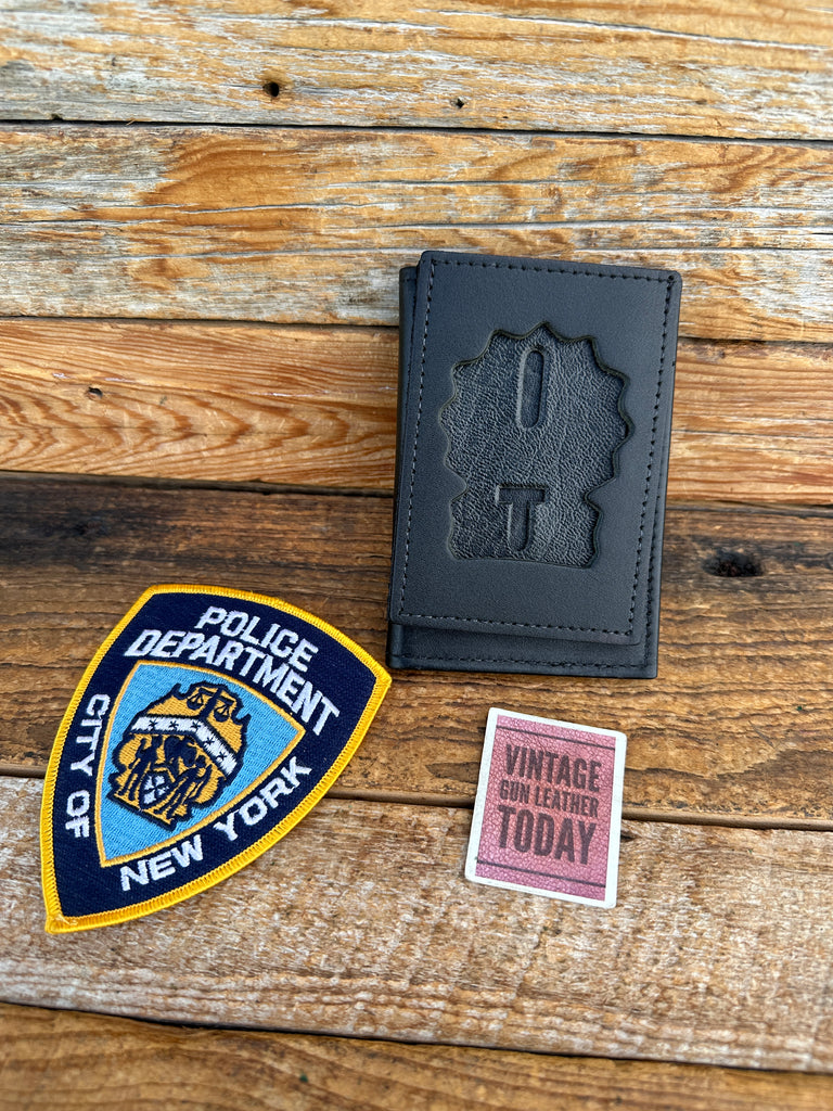 Vintage NYPD Detective Badge and Double ID Holder Black Leather Flip Out