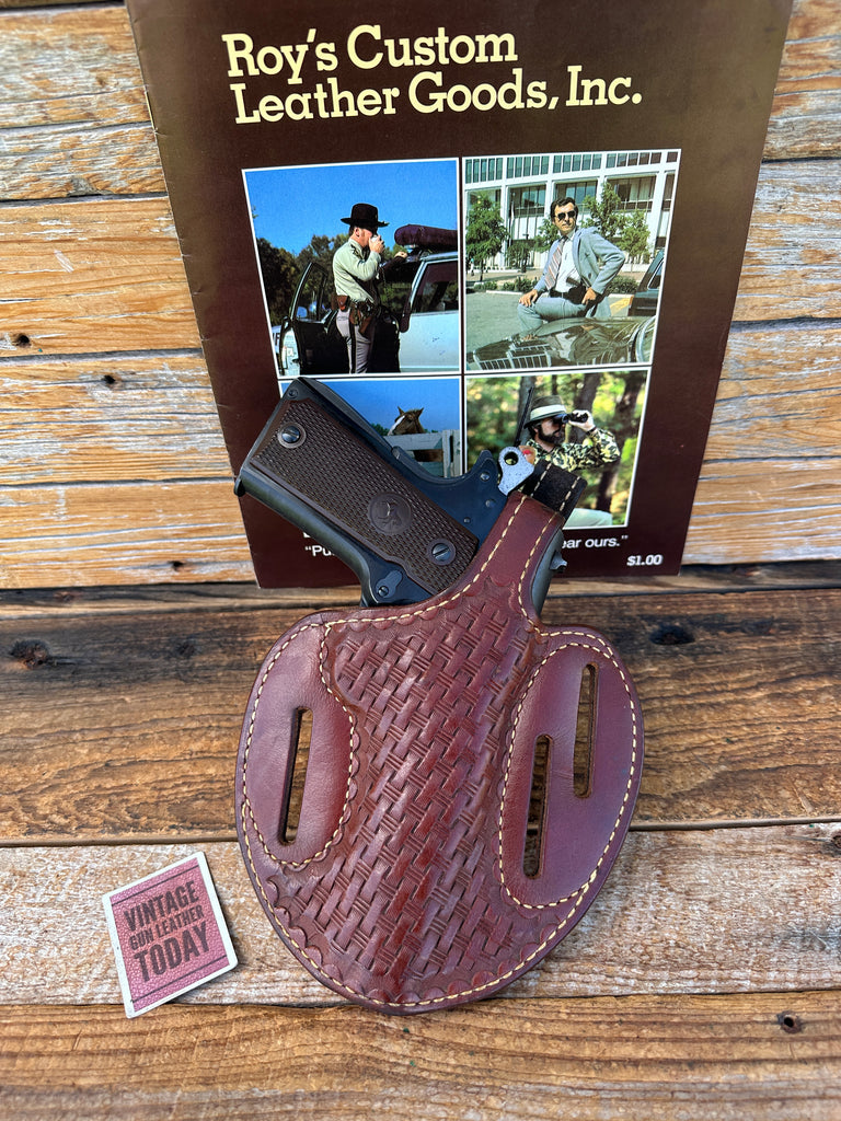 Vintage Roy Baker Brown Basket Leather Lined OWB Holster for Colt 45 5" 1911 GOV