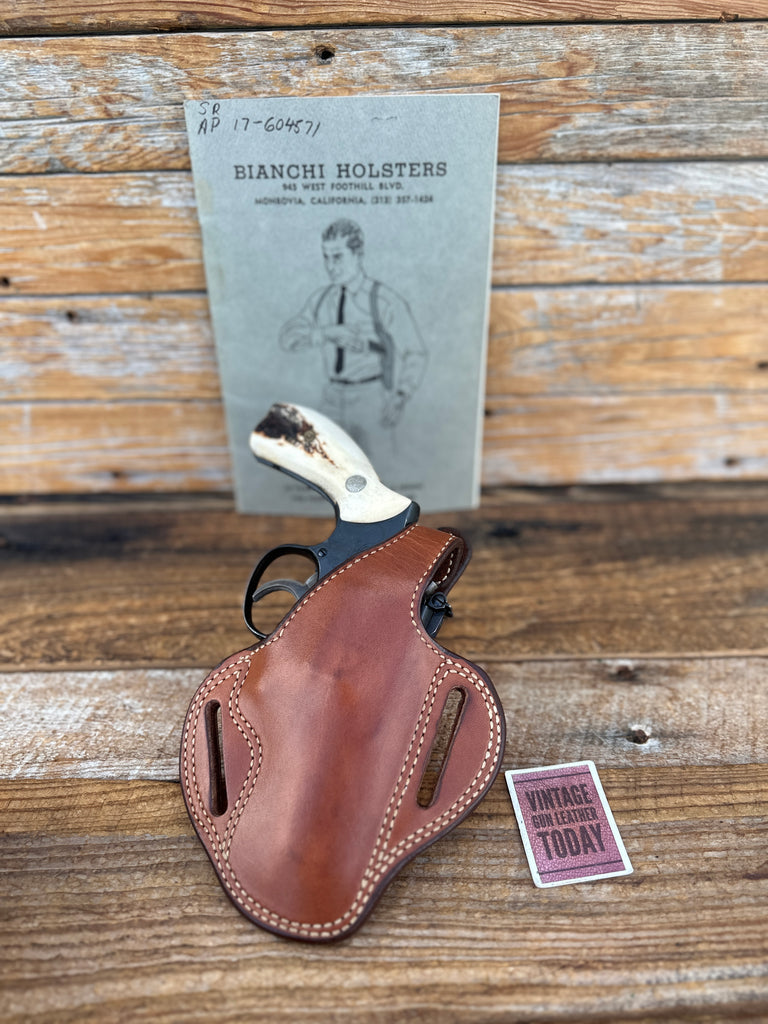 Vintage Bianchi 7L Brown Leather Lined Shadow OWB Holster For 2.5" 38 .357 S&W K