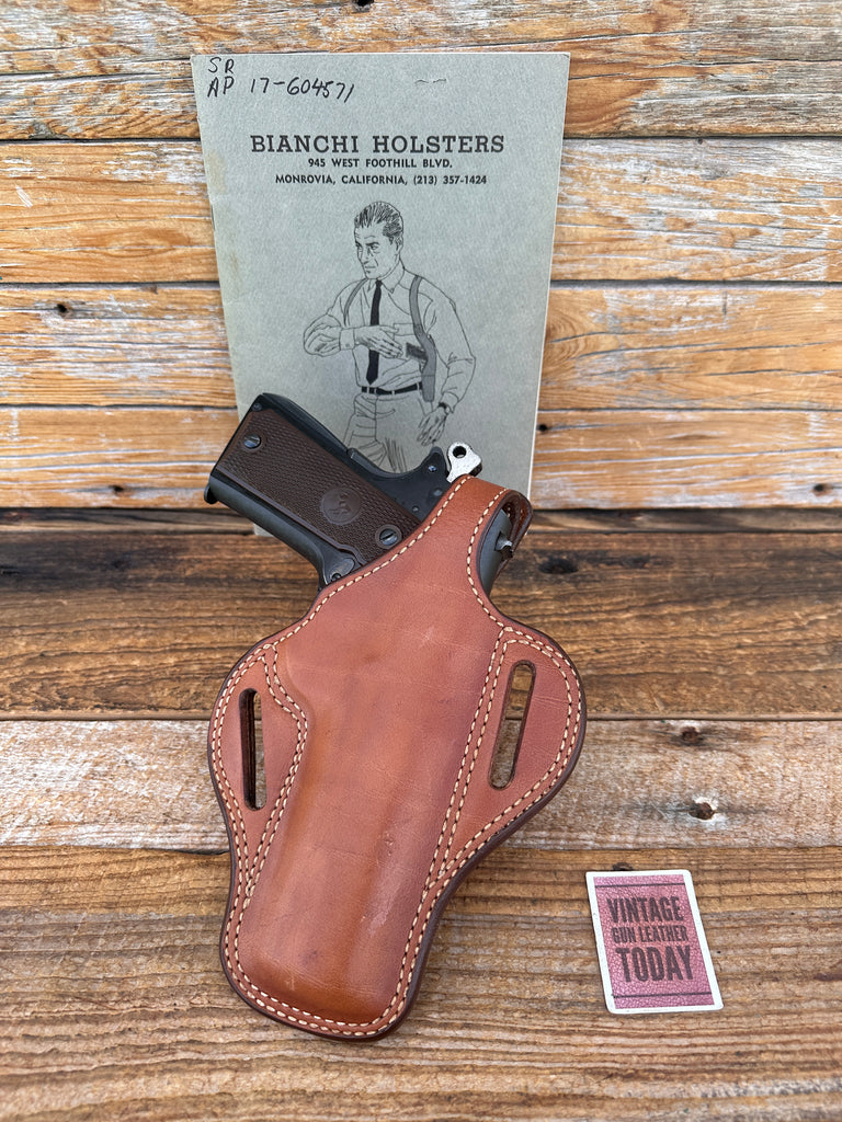 Vintage Bianchi 7L Brown Leather Lined Shadow OWB Holster For Colt .45 1911 5"