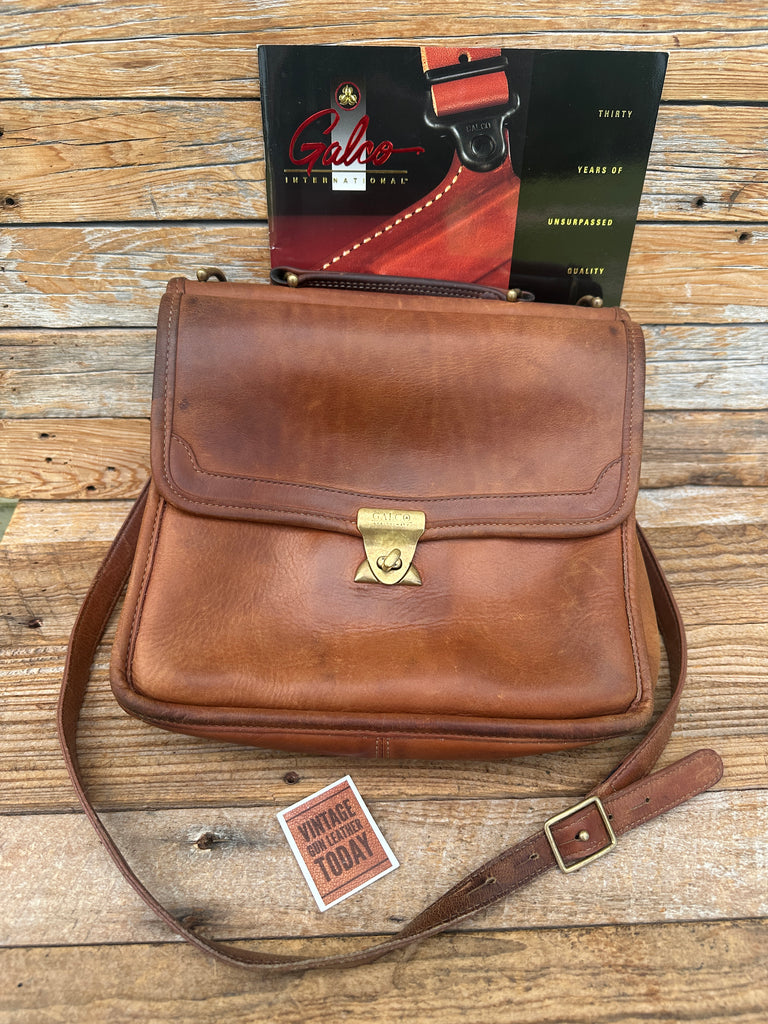 Vintage GALCO Brown Leather Classic Concealed Carry Purse w/ Locking Zipper