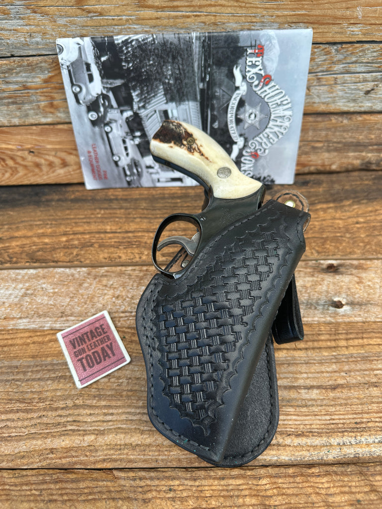 Tex Shoemaker 11PL Black Basket Leather Lined Paddle Holster For S&W K Frame 2.5