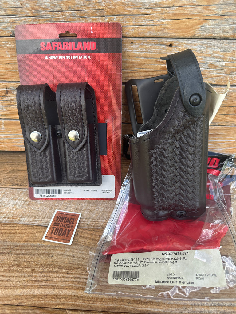 Safariland Cordovan Brown Basket L II Holster for Sig P220 P226 w/ Rail Magazine