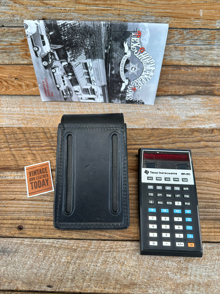 Tex Shoemaker Black Leather Belt Field Case TI Texas Instruments Calculator SR50
