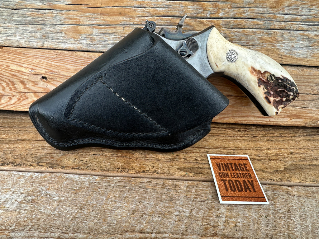 Vintage Black Floral Carved Leather Cross Draw Holster for S&W K 2.5" Mod 19 15