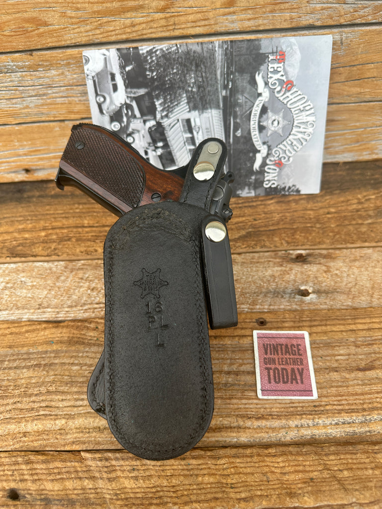 Tex Shoemaker Black Basket Stamped Lined Leather Paddle Holster For S&W 39 59