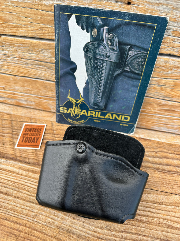 Vintage Safariland Black Leather Paddle Lined Cuff Magazine Carrier For G20 G21