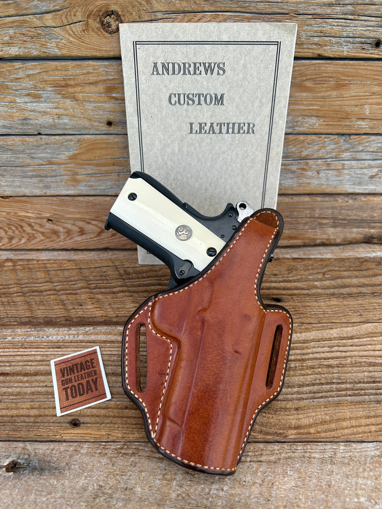 Andrews Brown Leather Suede Lined Right Draw Saddle Holster for Colt Commander