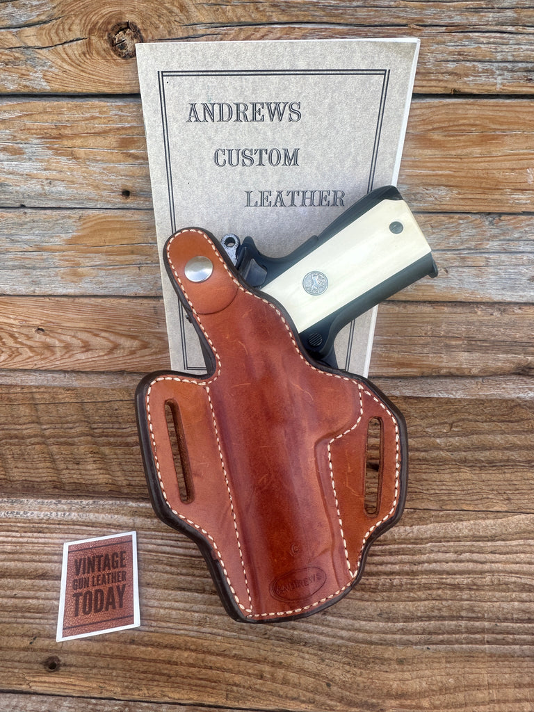 Andrews Brown Leather Suede Lined Right Draw Saddle Holster for Colt Commander