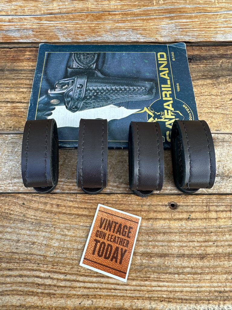 Set of 4 Safariland Cordovan Brown Hidden Snap 1" Wide Keepers for 2 1/4" Belt
