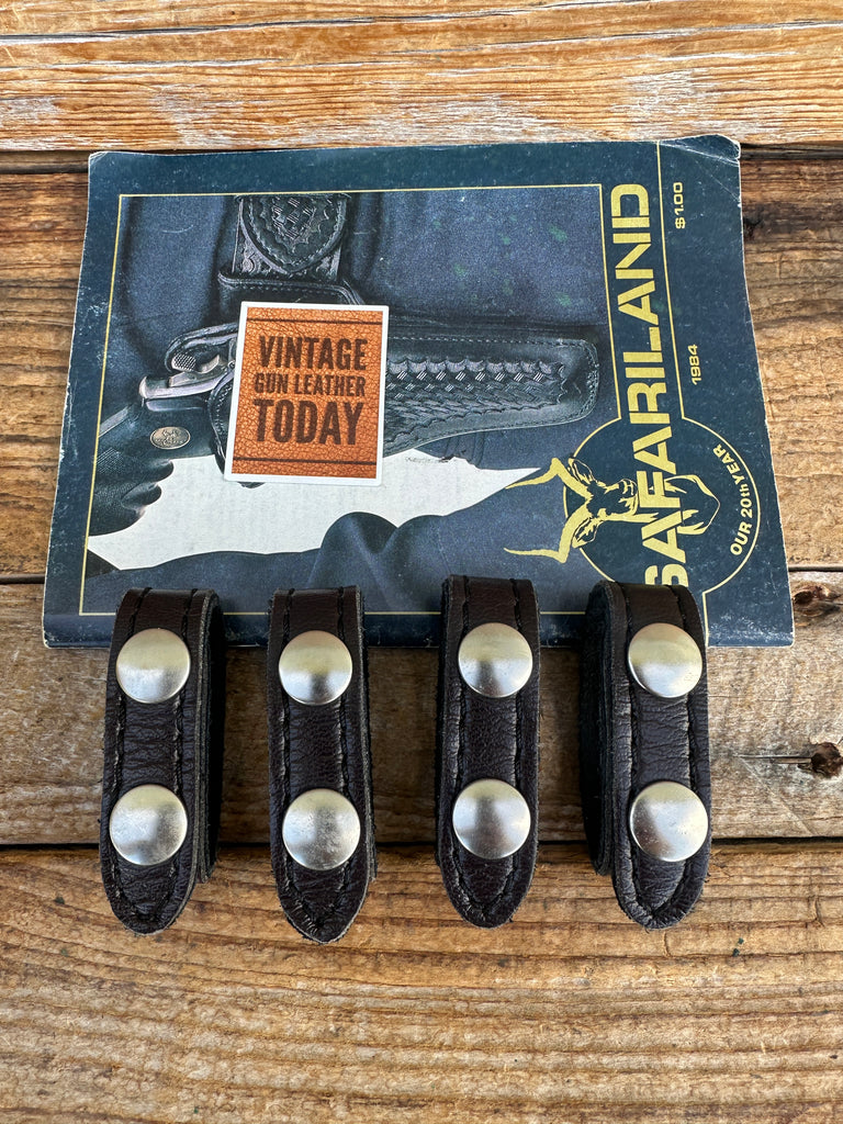 Set of 4 Safariland Cordovan Brown Nickel Snap 3/4" Wide Keepers for 2 1/4" Belt