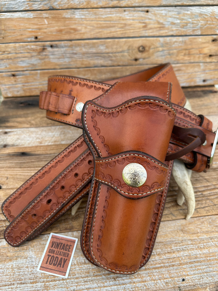 Brigade Western Gallatin Leather Stamped Gun Belt For Ruger Vaquero 5.5"