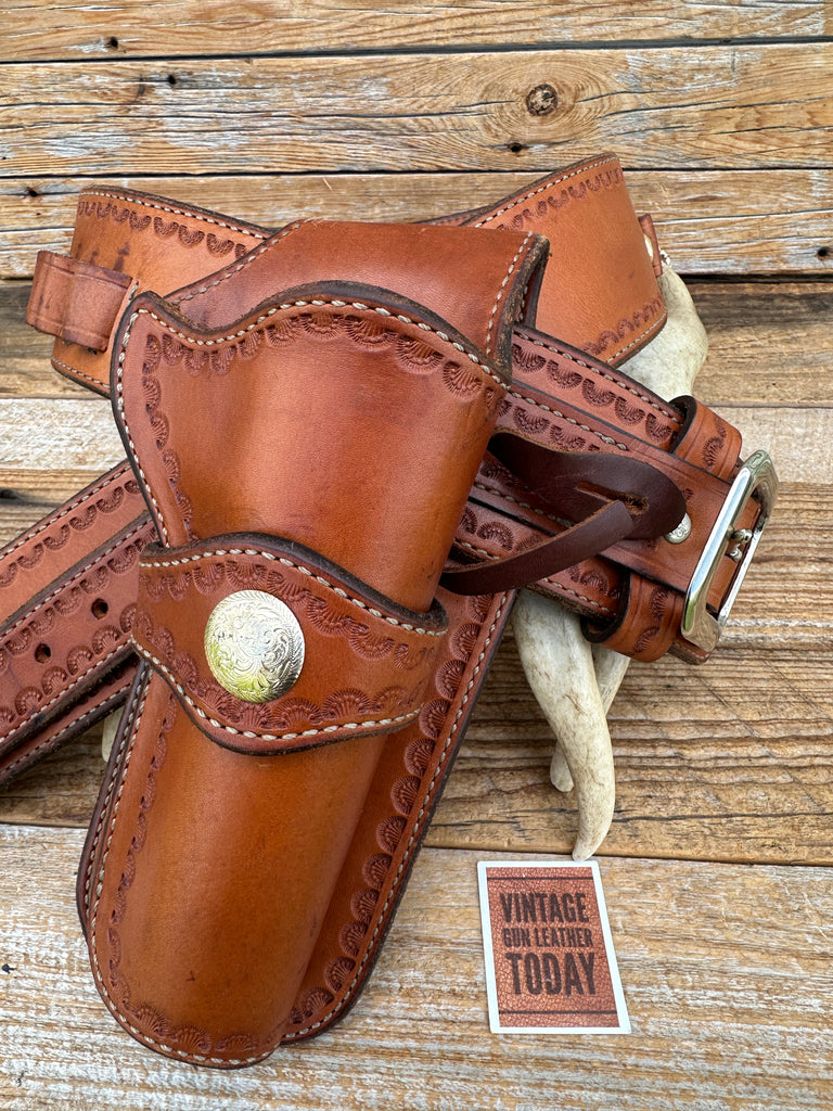 Brigade Western Gallatin Leather Stamped Gun Belt For Ruger Vaquero 5.5"
