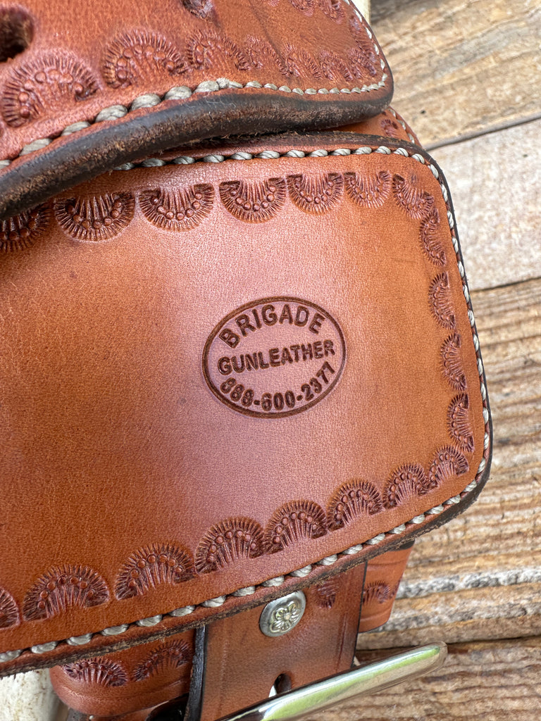 Brigade Western Gallatin Leather Stamped Gun Belt For Ruger Vaquero 5.5"