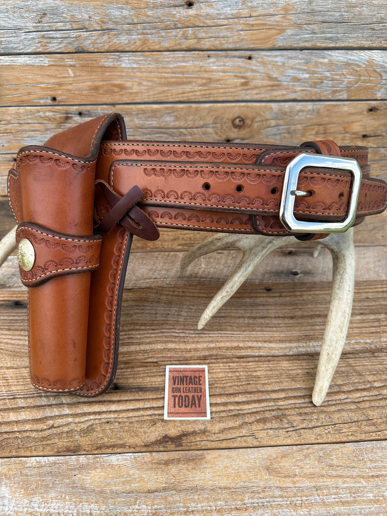 Brigade Western Gallatin Leather Stamped Gun Belt For Ruger Vaquero 5.5"