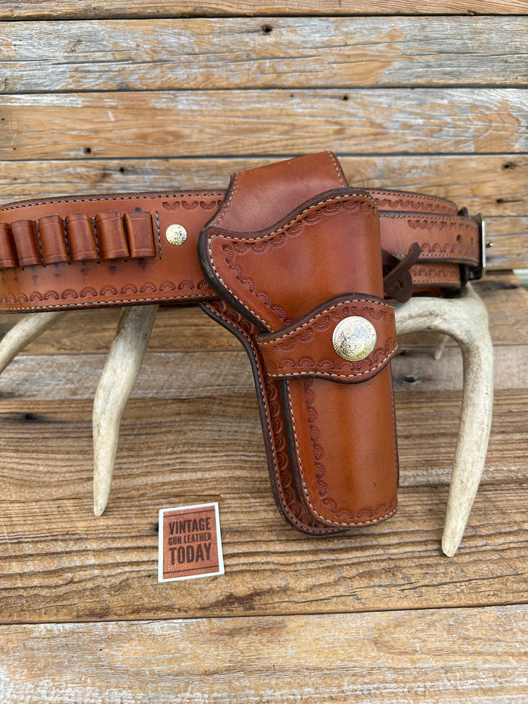 Brigade Western Gallatin Leather Stamped Gun Belt For Ruger Vaquero 5.5"