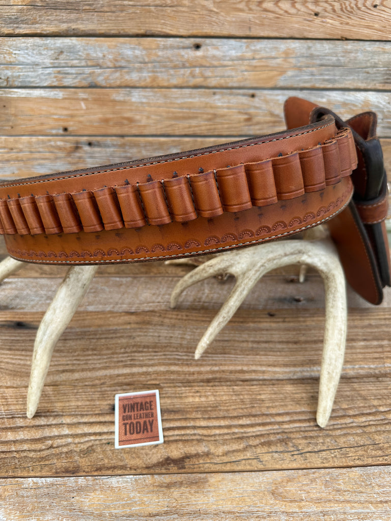 Brigade Western Gallatin Leather Stamped Gun Belt For Ruger Vaquero 5.5"