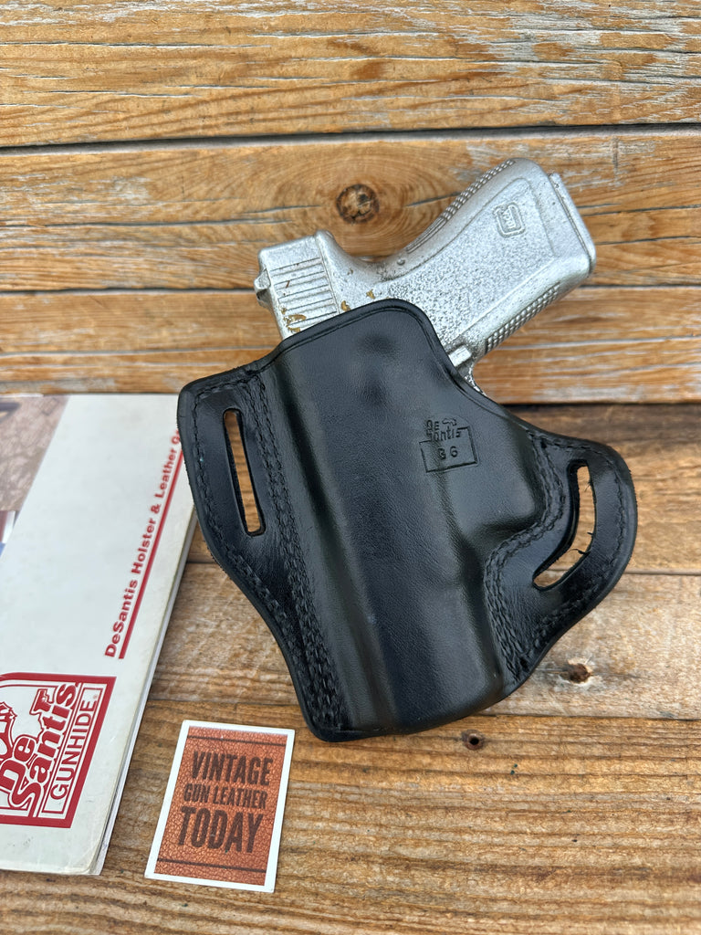 Vintage Desantis Black Leather Speed Scabbard OWB Holster For GLOCK G19 G23 G32