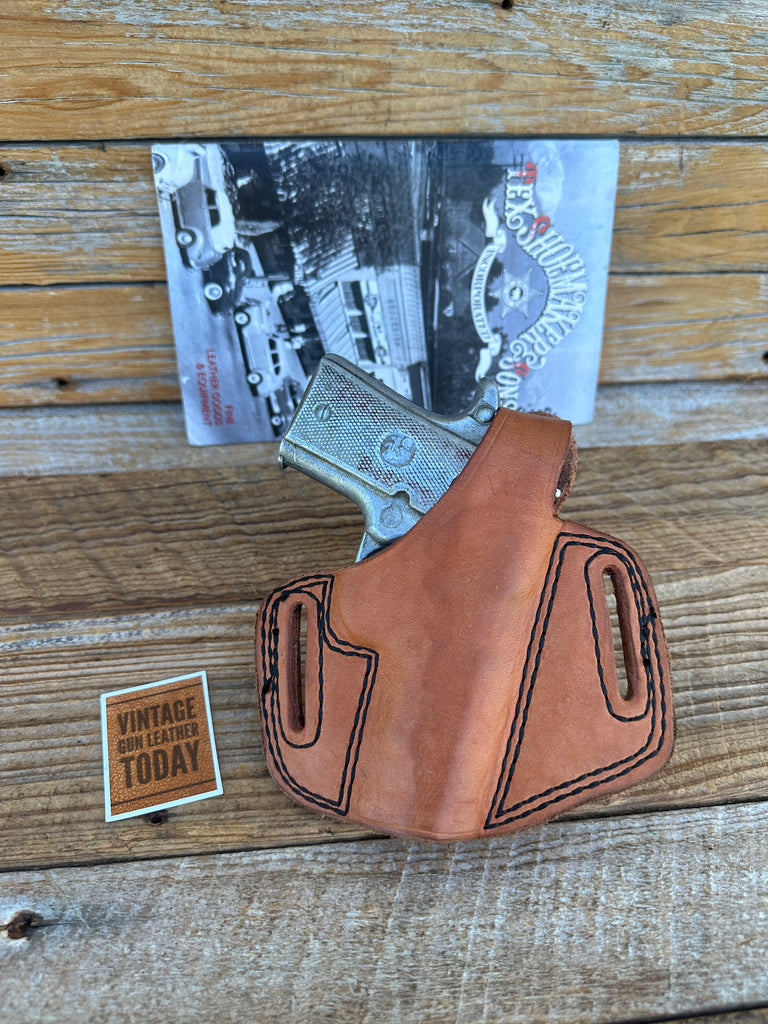 Tex Shoemaker Brown Leather OWB Holster For Colt Government .380 / Mustang