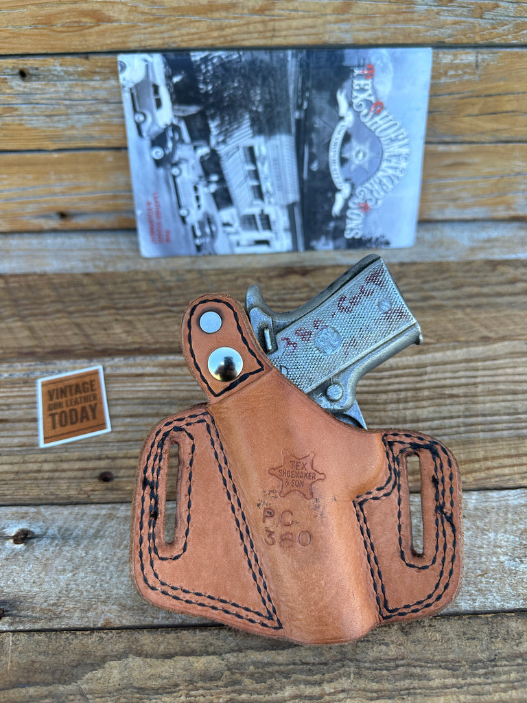 Tex Shoemaker Brown Leather OWB Holster For Colt Government .380 / Mustang