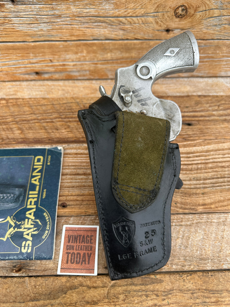 Vintage Safariland 25 Black Leather Lined Holster For Large frame Revolver 4"