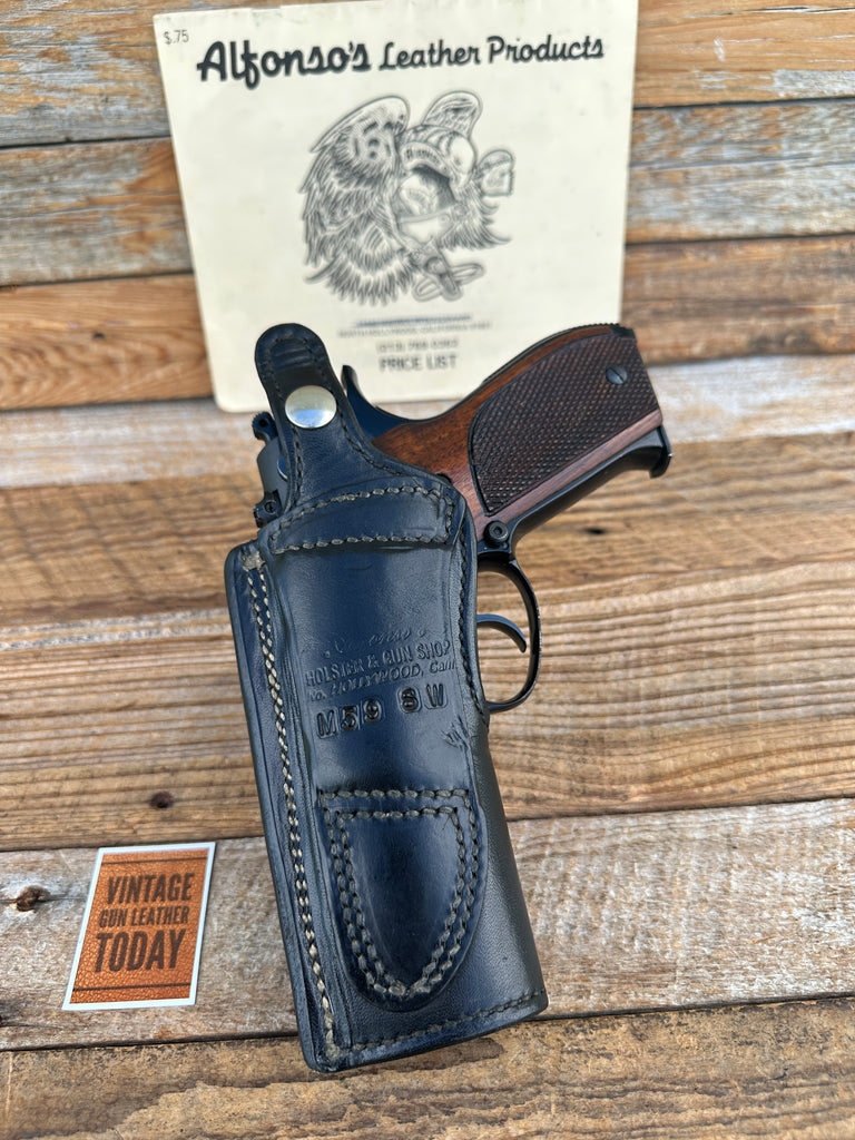 Alfonsos Black Smooth Leather Lined Threepersons Holster for S&W 59 39