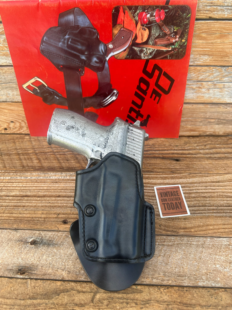 Vintage Desantis Black Leather OWB Open Top Paddle Holster For Sig P228 P229