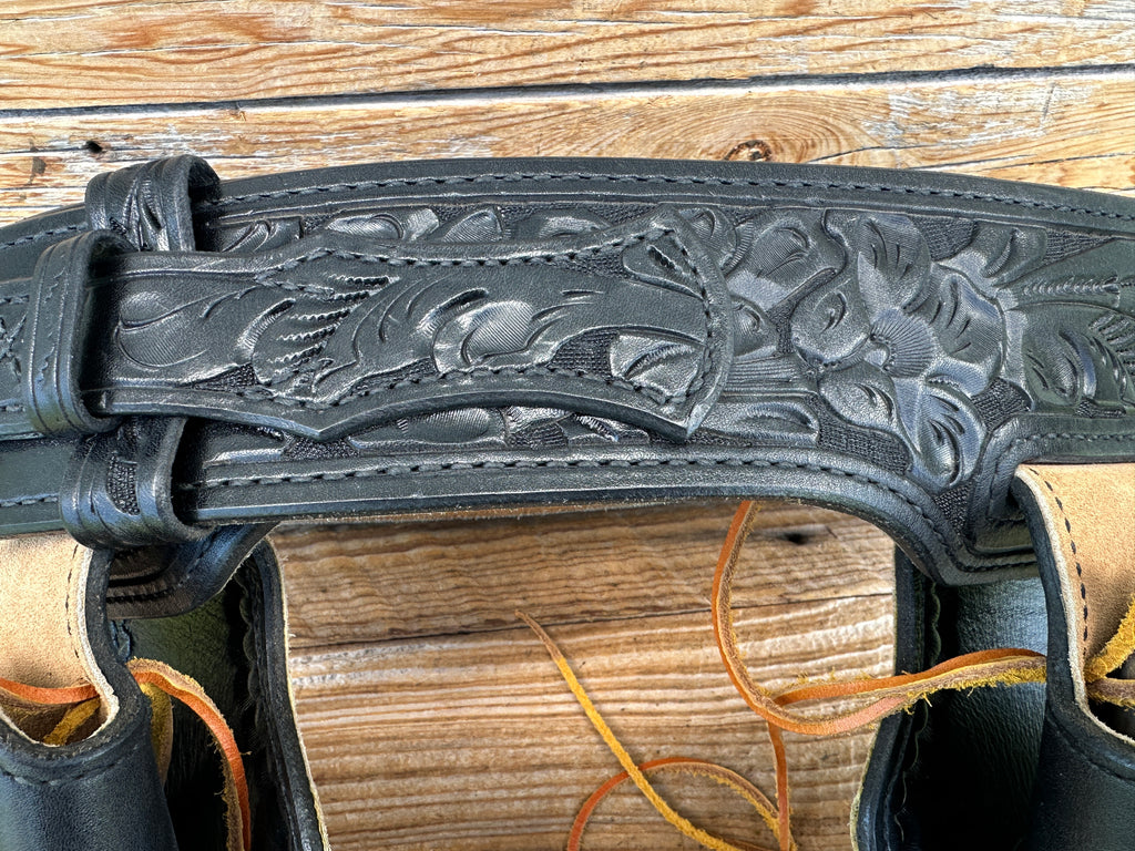 Vintage Tex Shoemaker Floral Carved Western Gunbelt Holsters For Vaquero 4 5/8