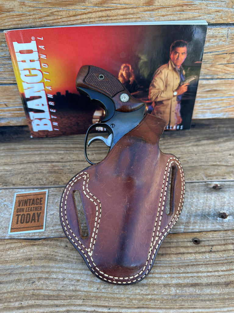 Vintage Bianchi #8 Brown Leather Shadow OWB Holster For S&W J Frame 3" Revolver