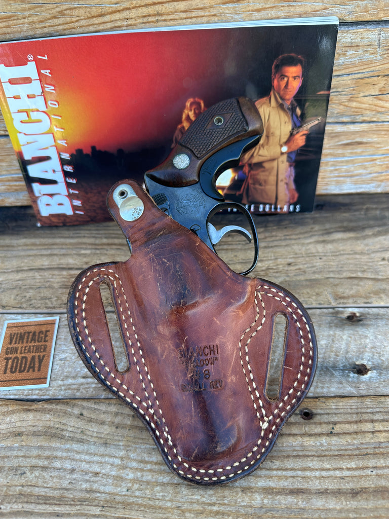 Vintage Bianchi #8 Brown Leather Shadow OWB Holster For S&W J Frame 3" Revolver