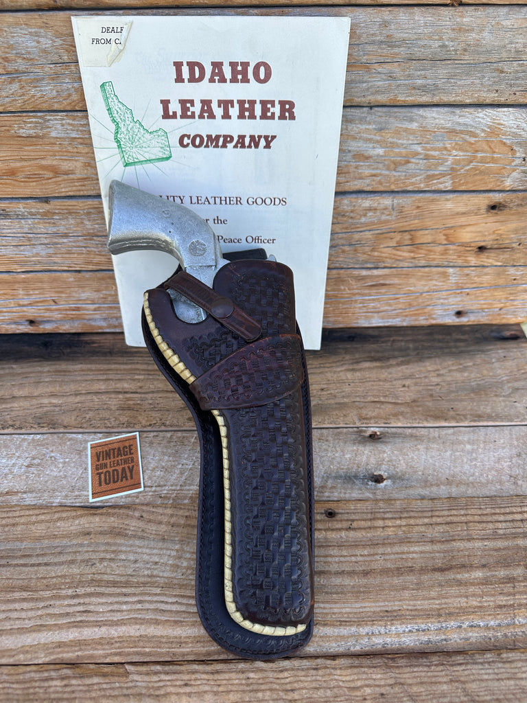 Vintage Idaho Leather Brown Basket Laced Leather Holster for Ruger Single 6 1/2"